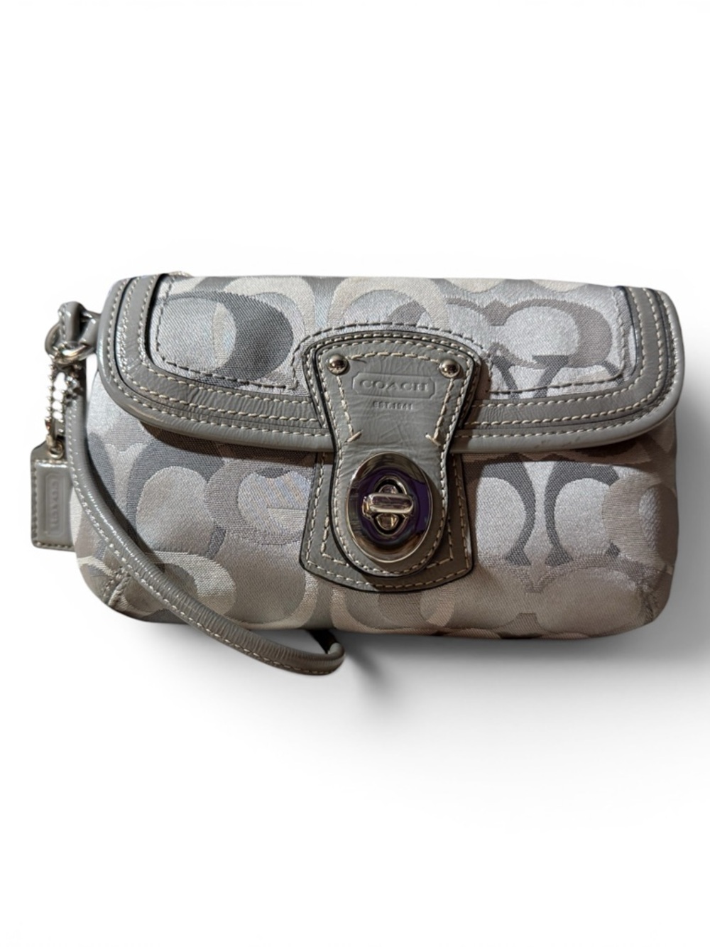 Coach Legacy Signature Optic Turnlock Flap Wristlet